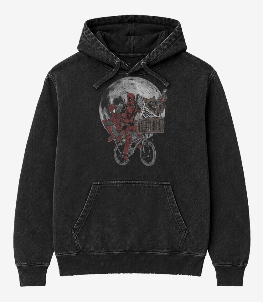 Poleron Canguro Acid Wash Negro de Chimichangas Quest