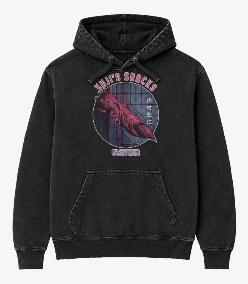 Poleron Canguro Acid Wash Negro de Yuji Snack