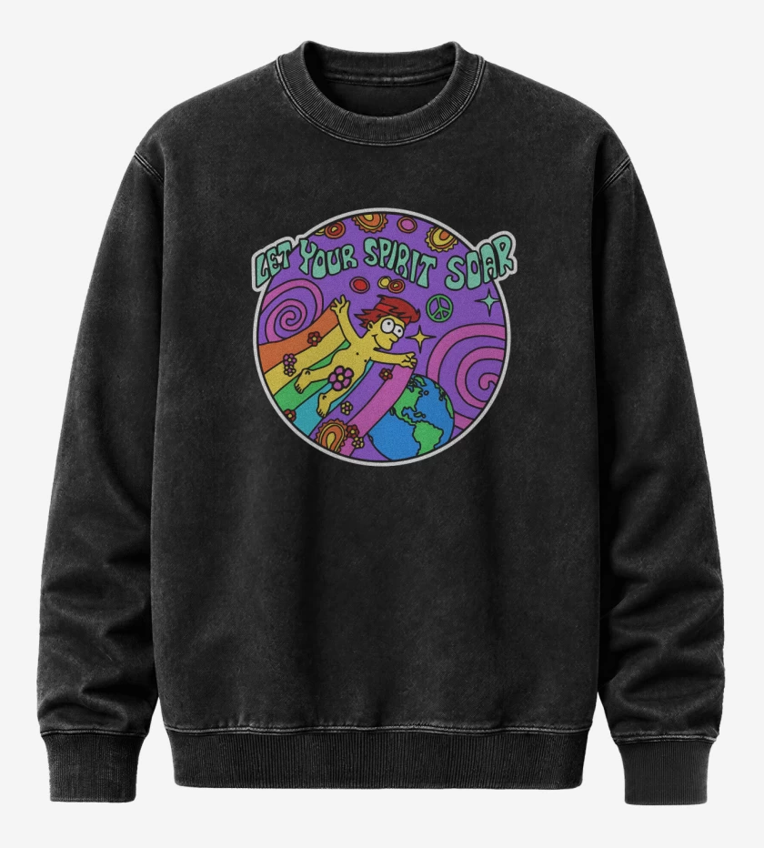 Poleron Polo Acid Wash Negro de Deja que tu espíritu se eleve