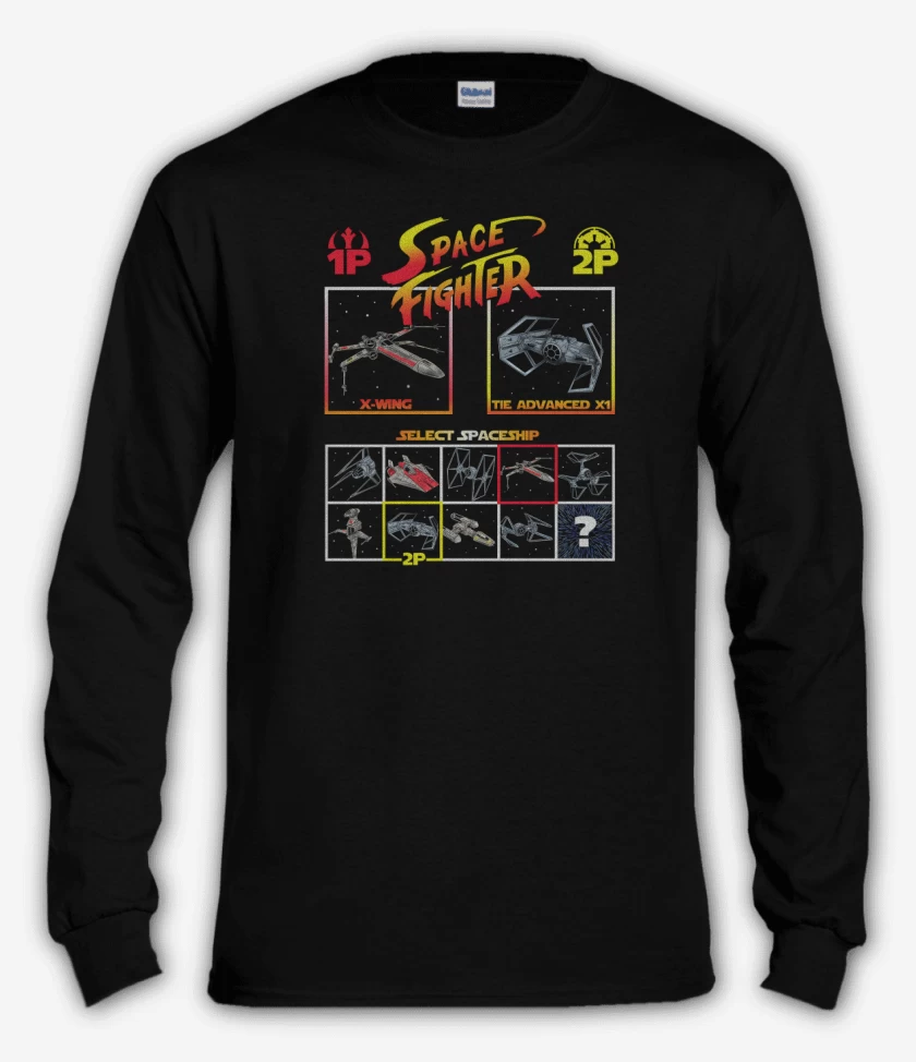 Polera manga larga Negro de Space fighter
