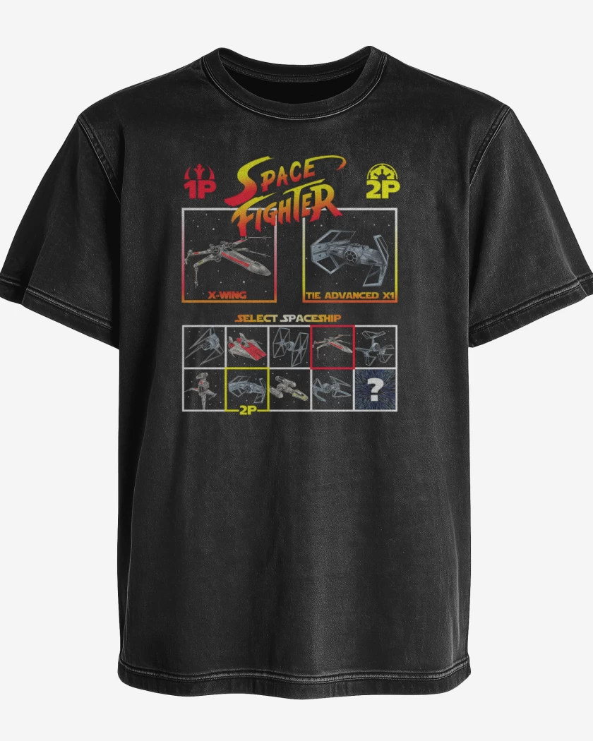 Polera desgastada Negro de Space fighter