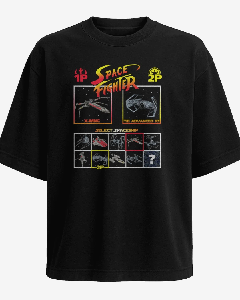 Polera Oversize Negro de Space fighter