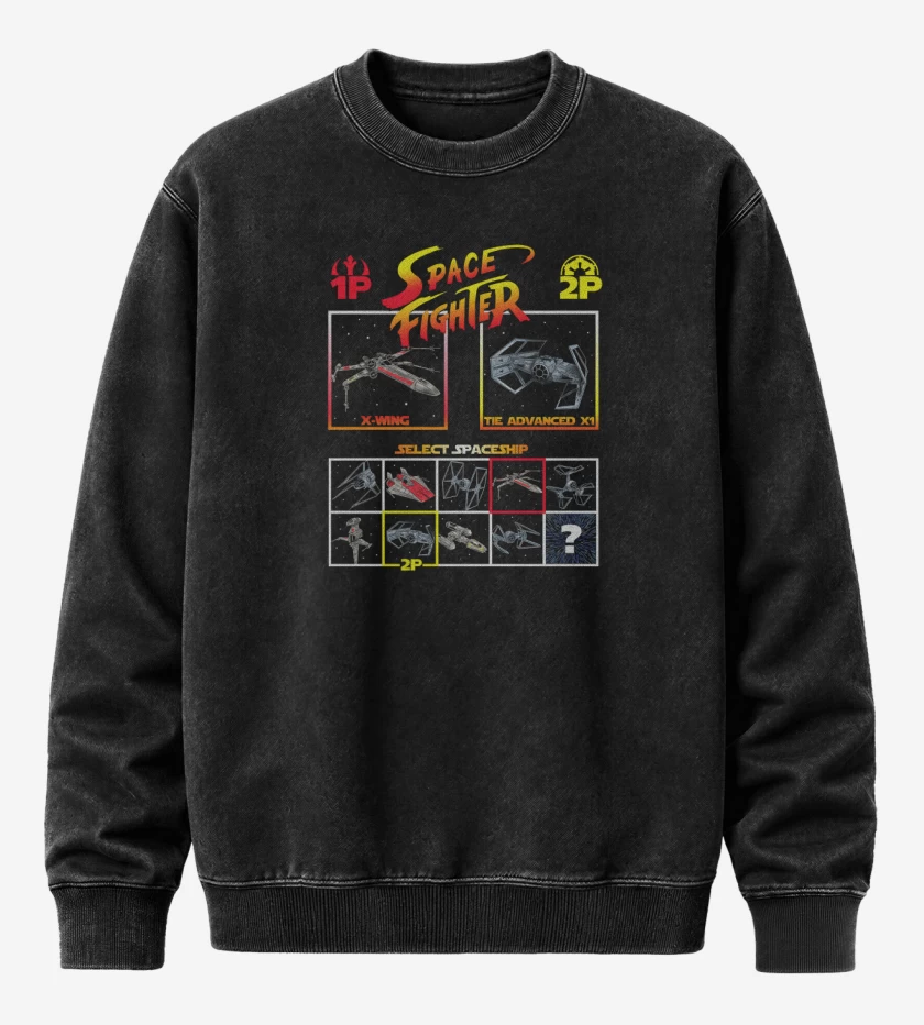 Poleron Polo Acid Wash Negro de Space fighter