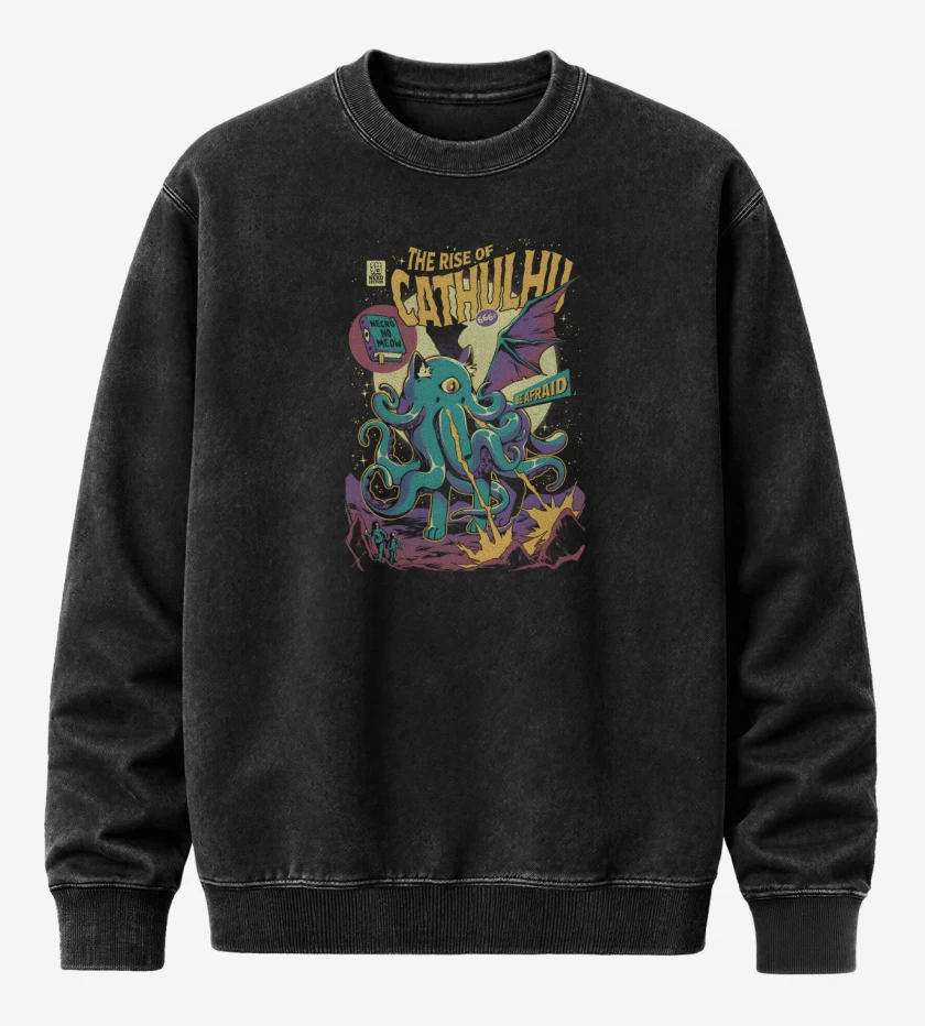 Poleron Polo Acid Wash Negro de The Rise of Cathulhu