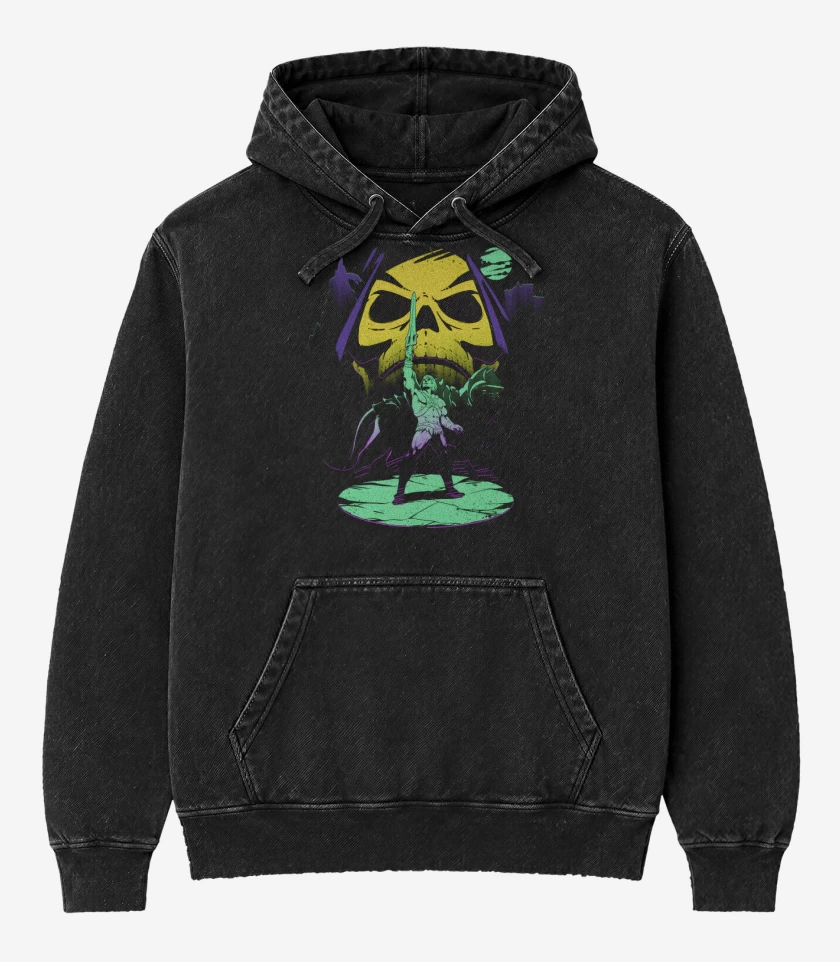 Poleron Canguro Acid Wash Negro de Por el poder de Grayskull