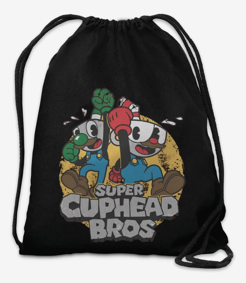 Mochila Negro de Super Cuphead Bros