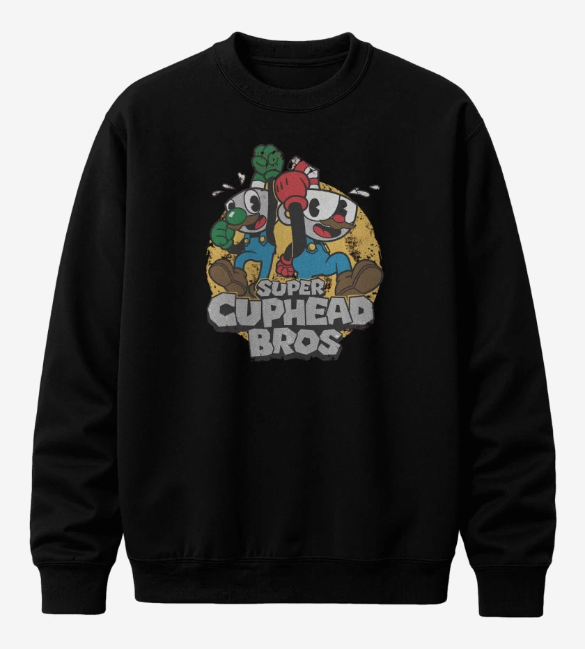 Poleron polo Negro de Super Cuphead Bros