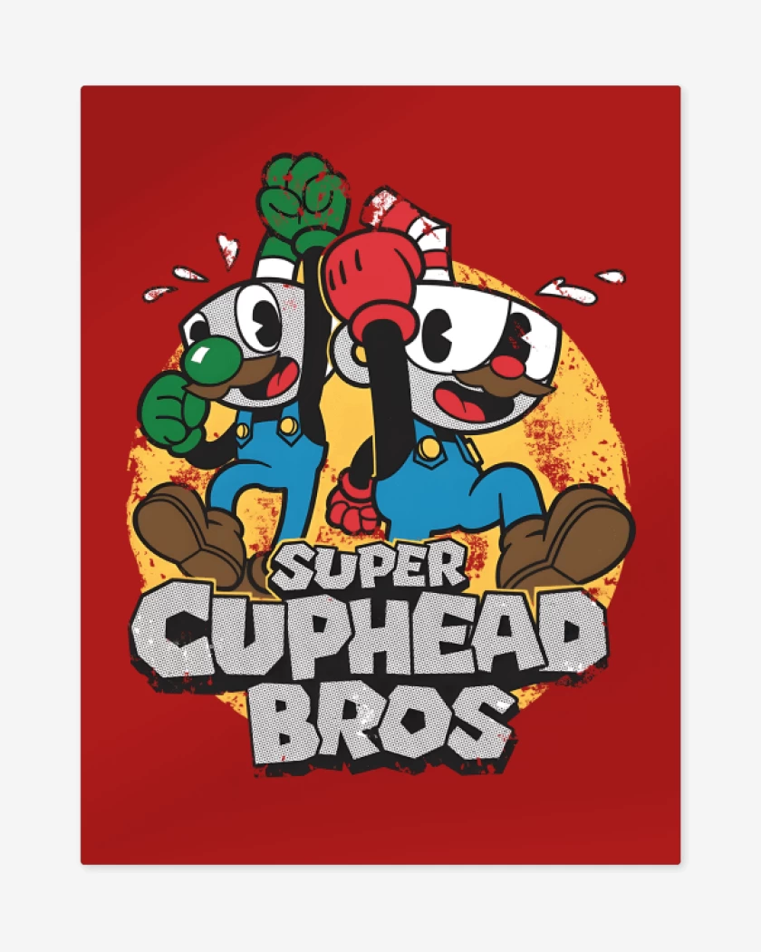 Print metalico Rojo de Super Cuphead Bros