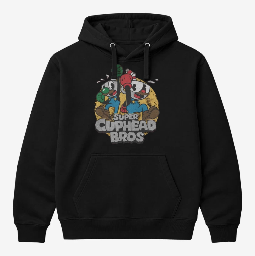 Polerón Canguro Negro de Super Cuphead Bros