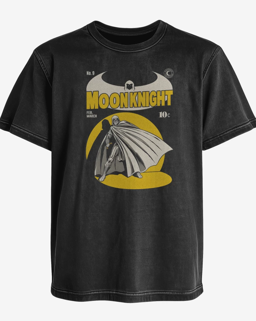 Polera desgastada Negro de Moon Knight Comic