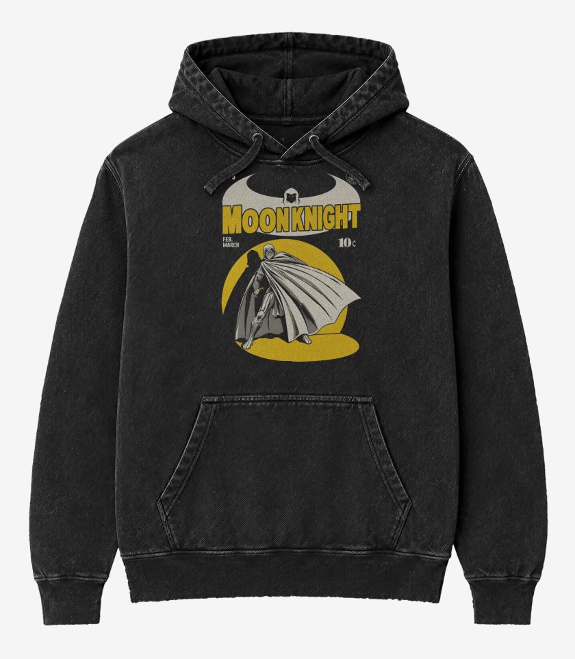 Poleron Canguro Acid Wash Negro de Moon Knight Comic