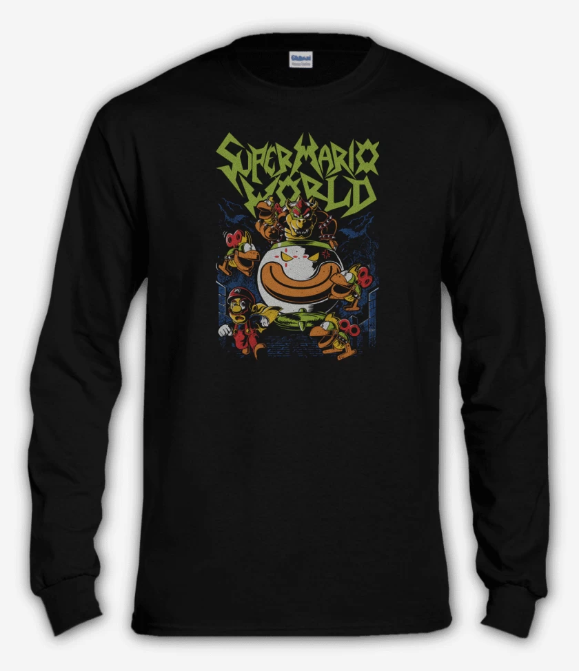 Polera manga larga Negro de Super bigote World
