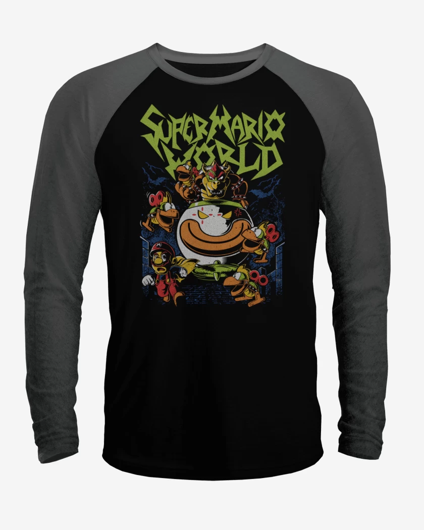Polera Raglan Negro / Negro Heather de Super bigote World