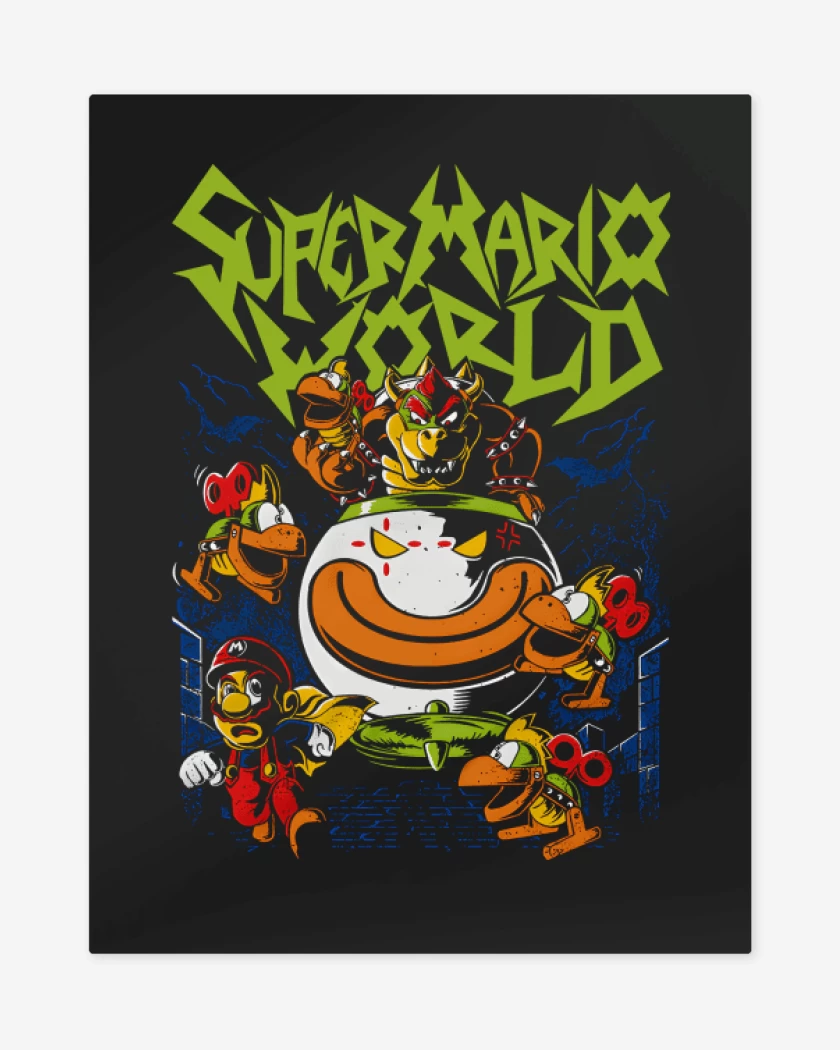 Print metalico Negro de Super bigote World