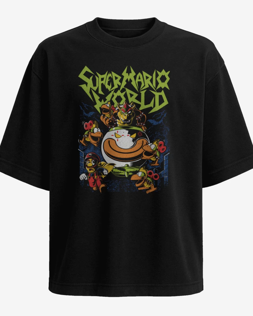 Polera Oversize Negro de Super bigote World