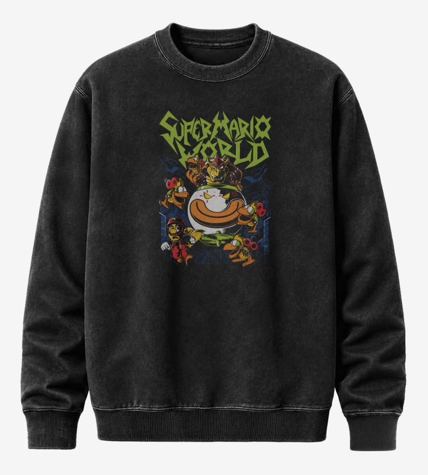 Poleron Polo Acid Wash Negro de Super bigote World