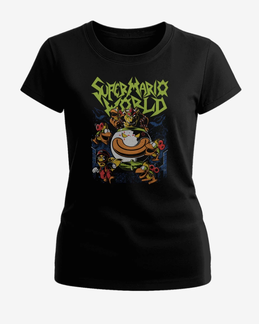 Polera de Mujer Negro de Super bigote World