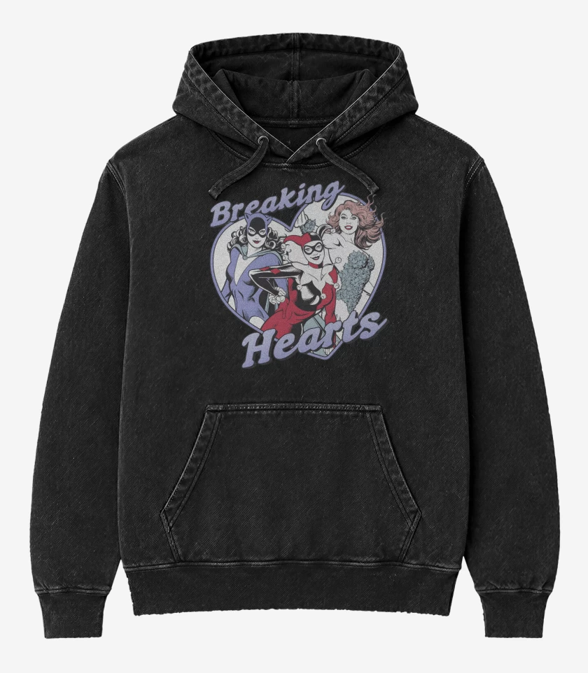 Poleron Canguro Acid Wash Negro de Heartbreakers