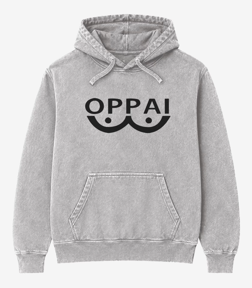 Poleron Canguro Acid Wash Gris Melange de Oppai