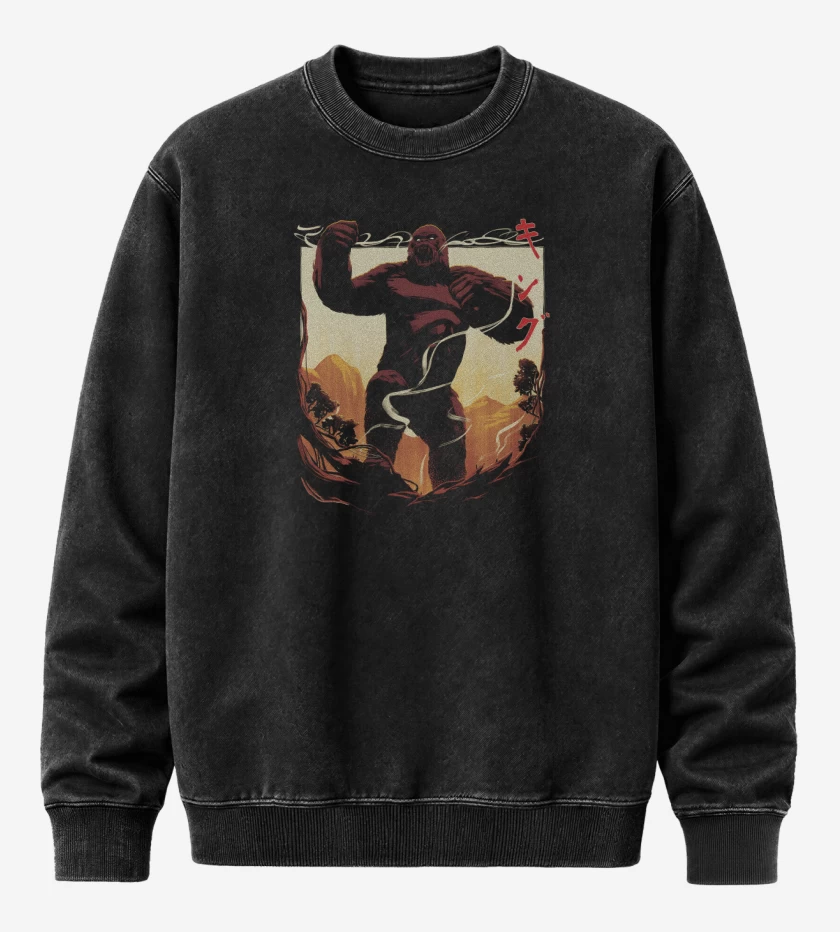 Poleron Polo Acid Wash Negro de Rey Kong
