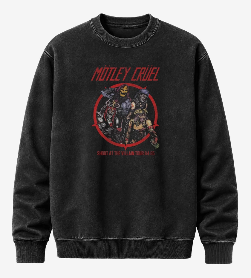 Poleron Polo Acid Wash Negro de Motley Cruel