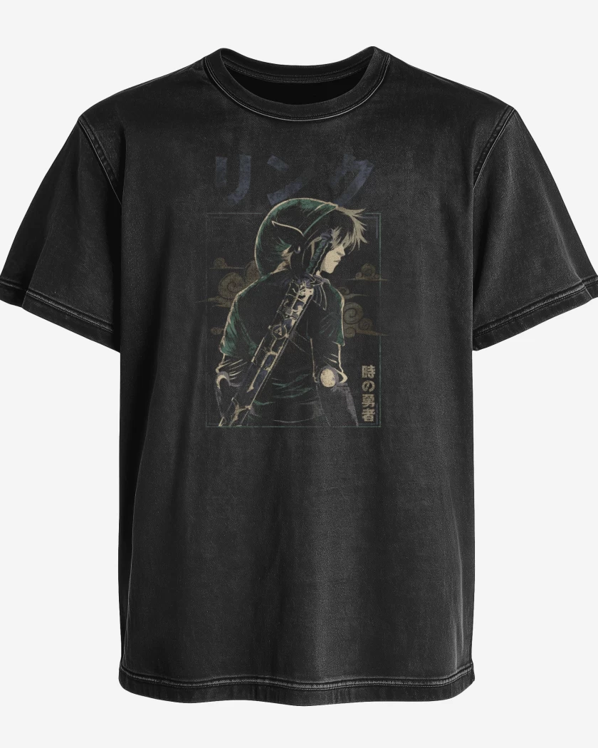 Polera desgastada Negro de Link Anime