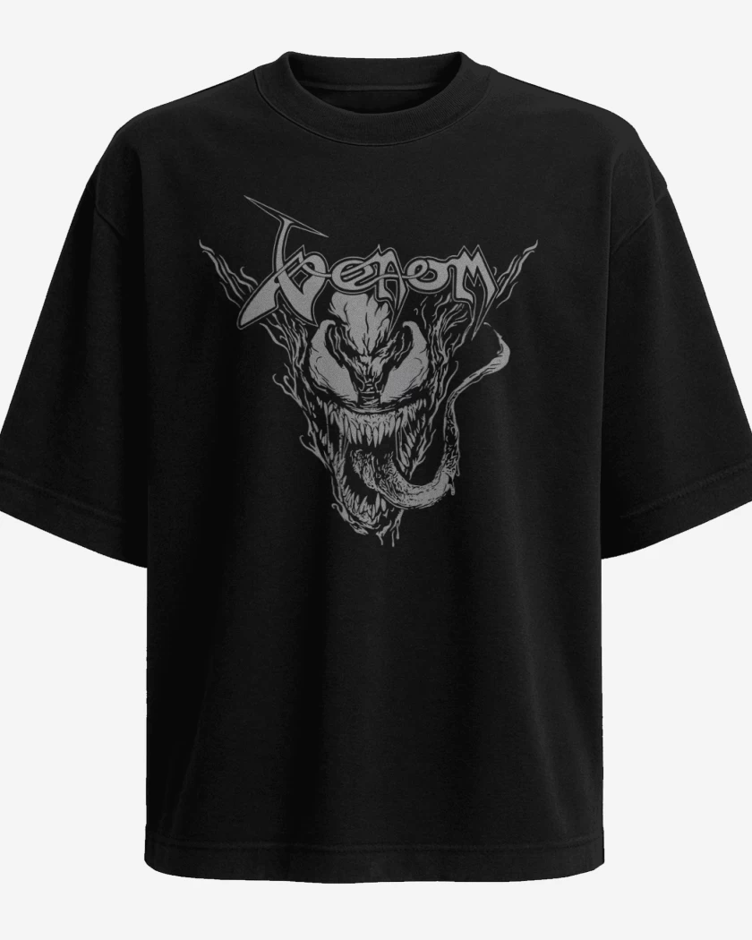 Polera Oversize Negro de Venom Black Metal
