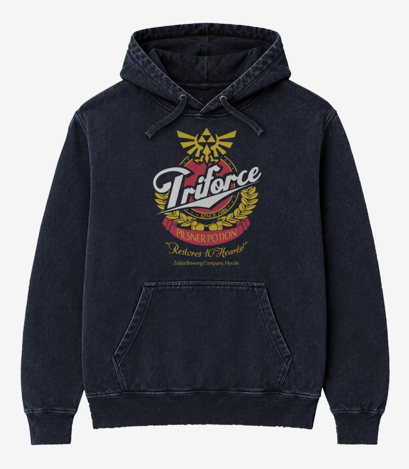 Poleron Canguro Acid Wash Azul Marino de Triforce Pilsen Potion