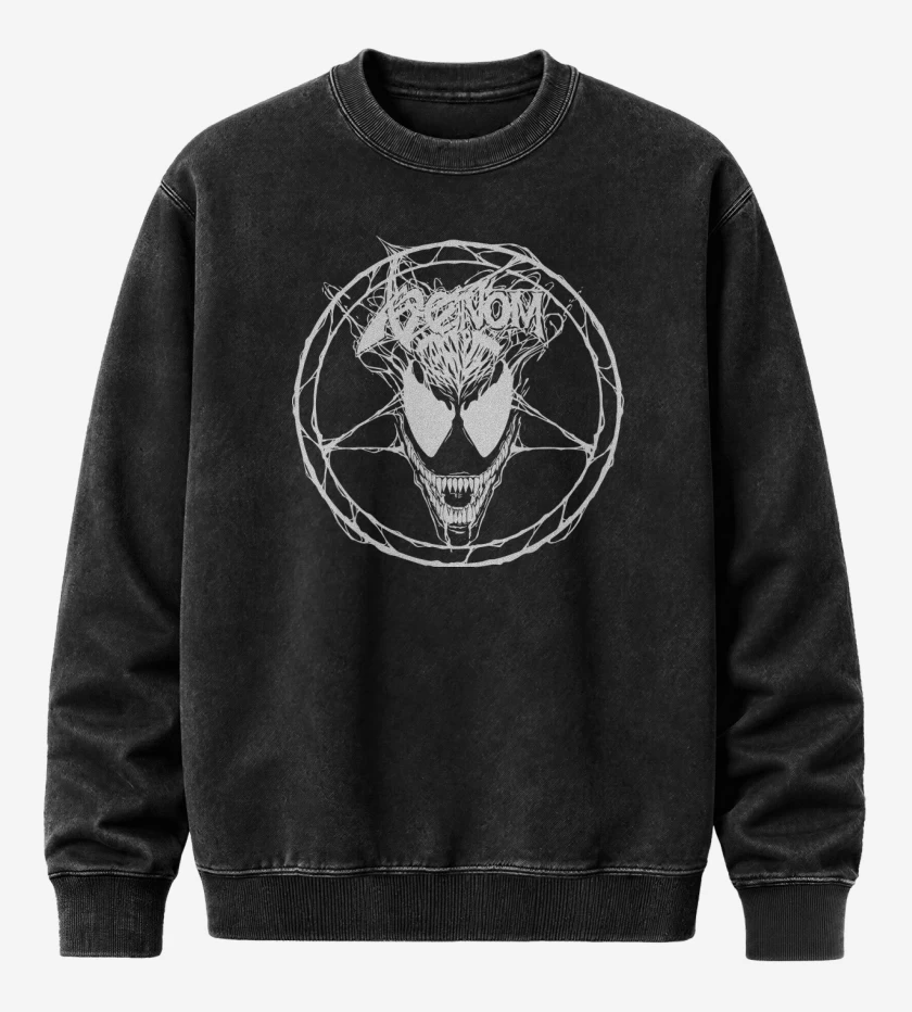 Poleron Polo Acid Wash Negro de Venom WTH