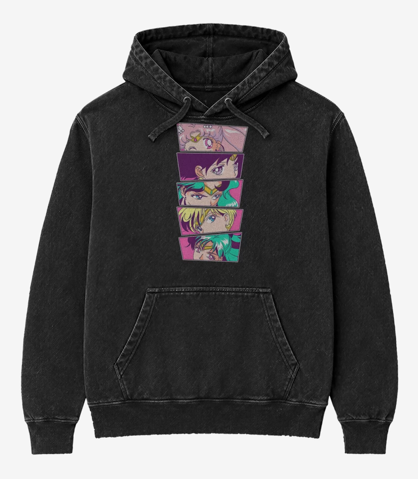 Poleron Canguro Acid Wash Negro de Sailors