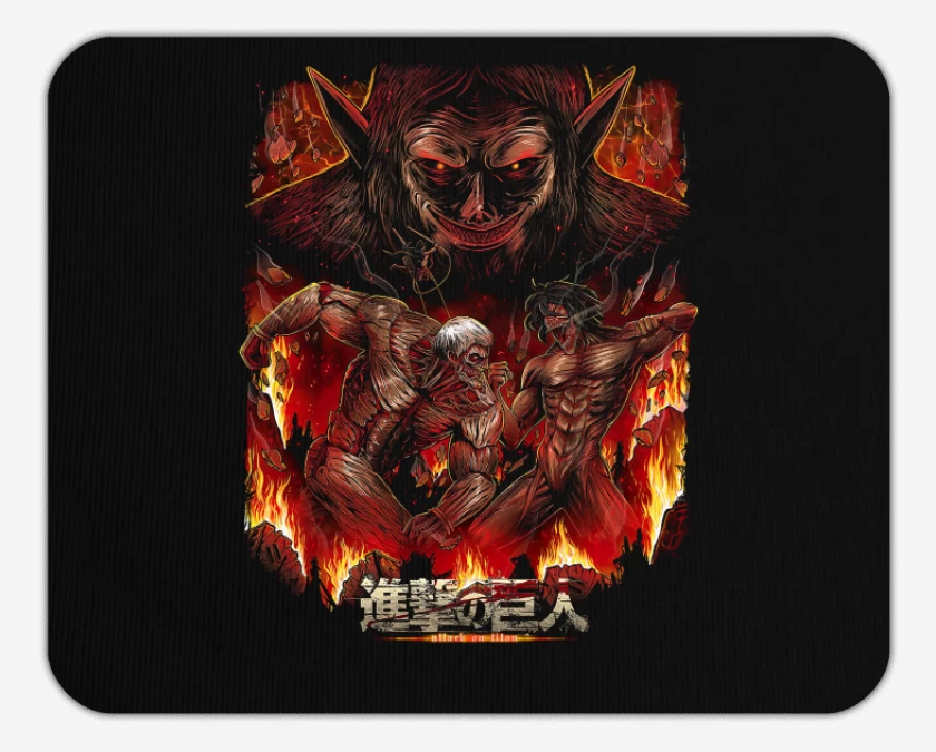Mousepad Negro de Eren vs Rainer