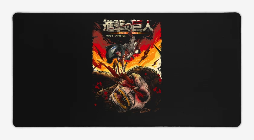Mouse pad Gamer Negro de Levi vs Zeke