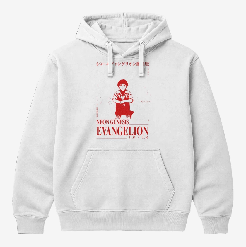 Polerón Canguro Blanco de Shinji NGE Thrice Upon A Time