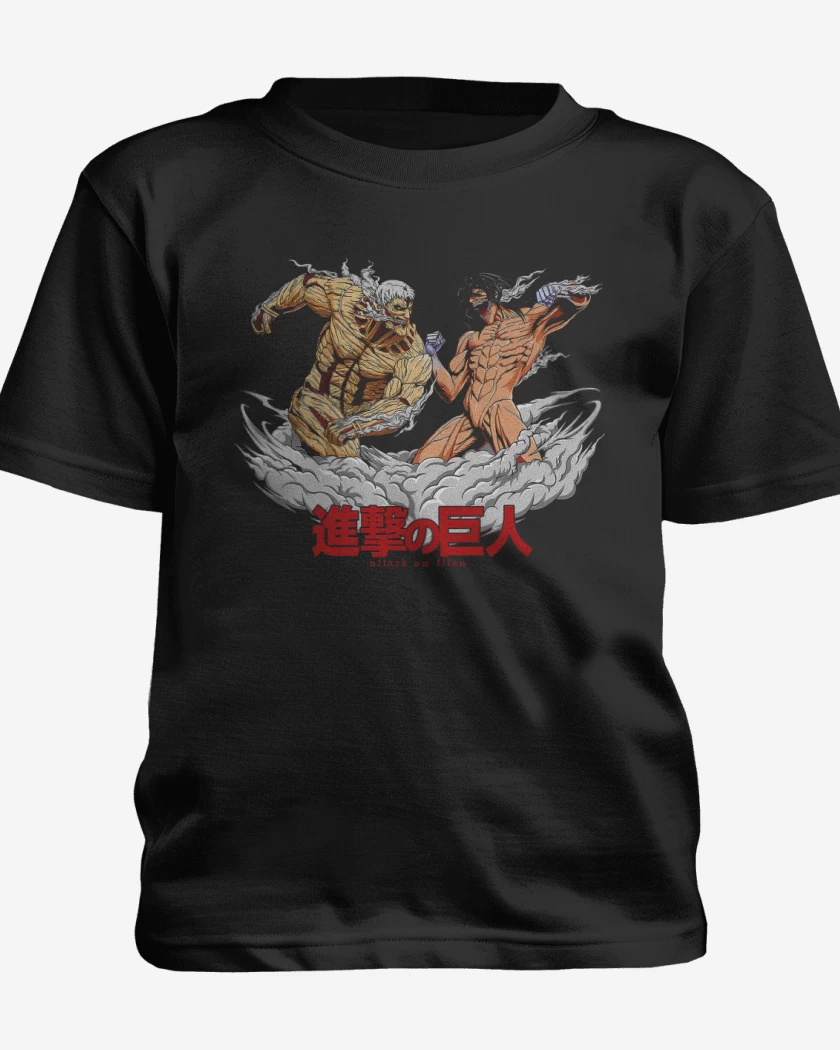 Polera de niño Negro de Titan Acorazado vs Titan de Ataque