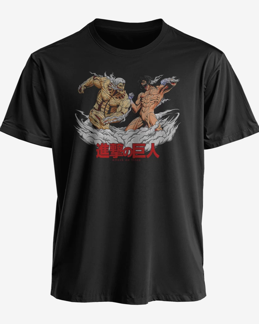 Polera premium Negro de Titan Acorazado vs Titan de Ataque