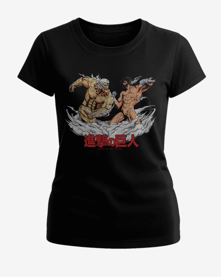 Polera de Mujer Negro de Titan Acorazado vs Titan de Ataque