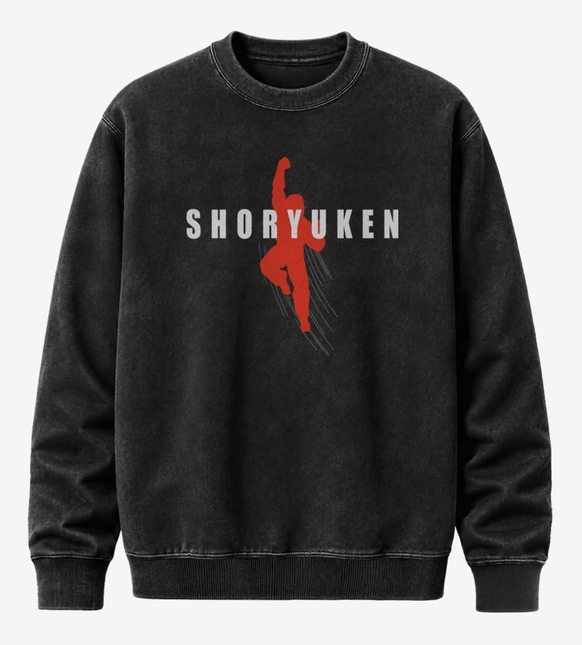 Poleron Polo Acid Wash Negro de Shoryuken