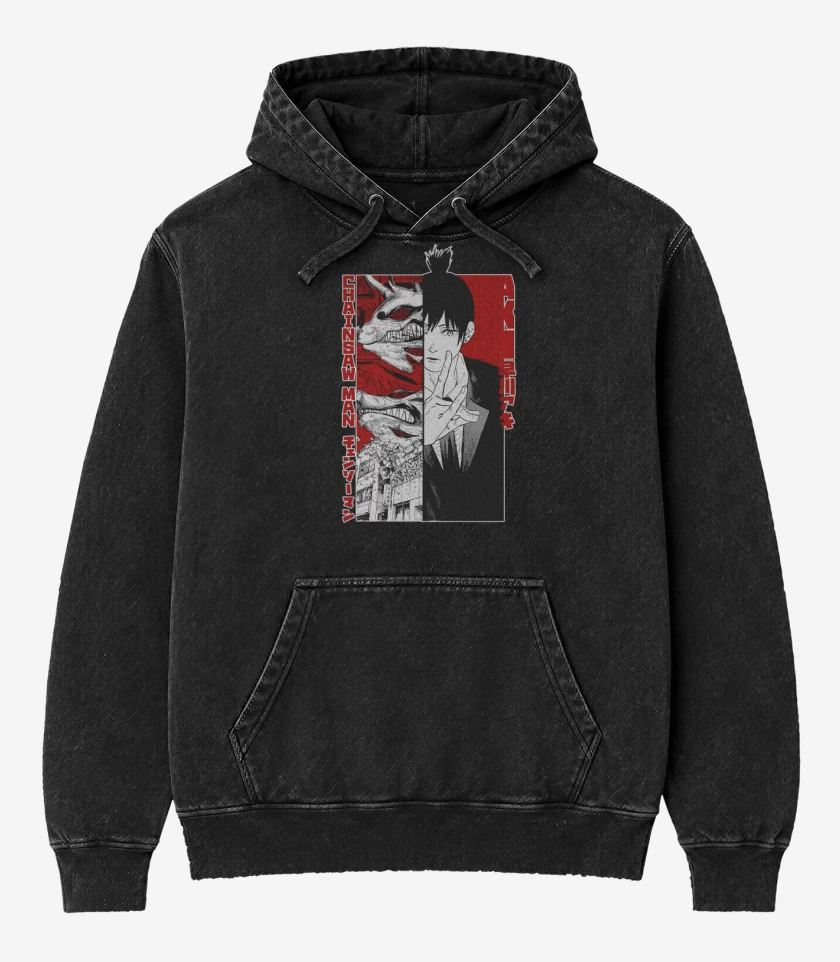 Poleron Canguro Acid Wash Negro de Aki Hayakawa