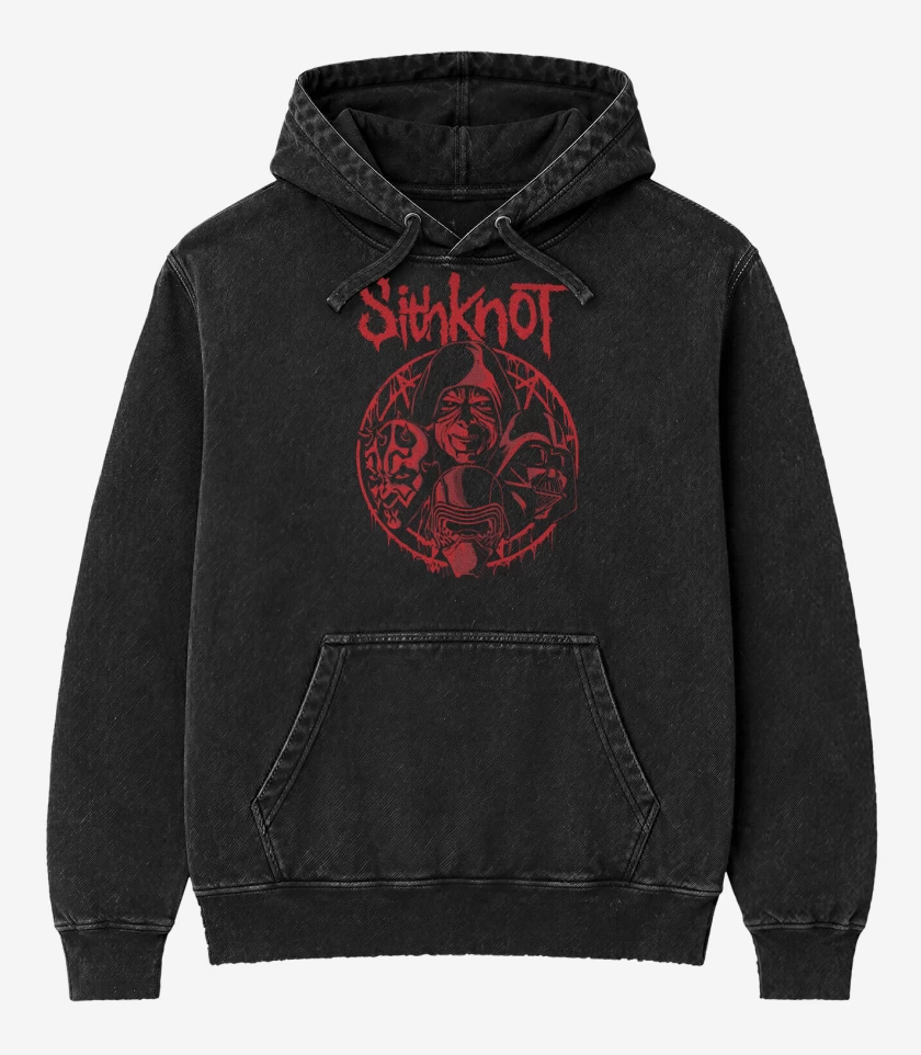 Poleron Canguro Acid Wash Negro de Sithknot