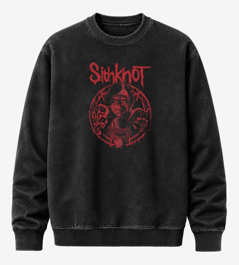 Poleron Polo Acid Wash Negro de Sithknot