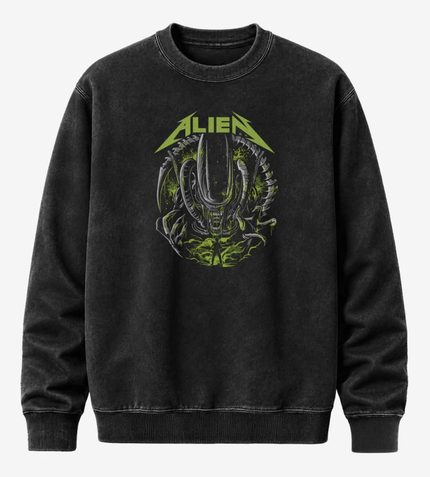 Poleron Polo Acid Wash Negro de Alienallica