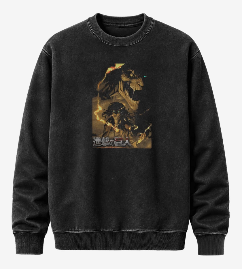 Poleron Polo Acid Wash Negro de Eren Fundador