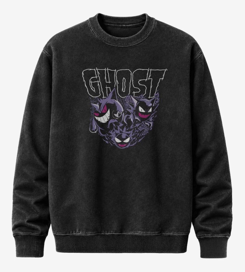 Poleron Polo Acid Wash Negro de Fantasmas 