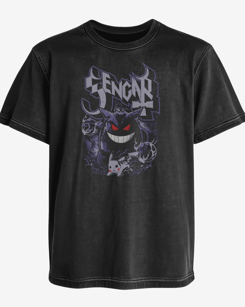 Polera desgastada Negro de Gengar Ghost