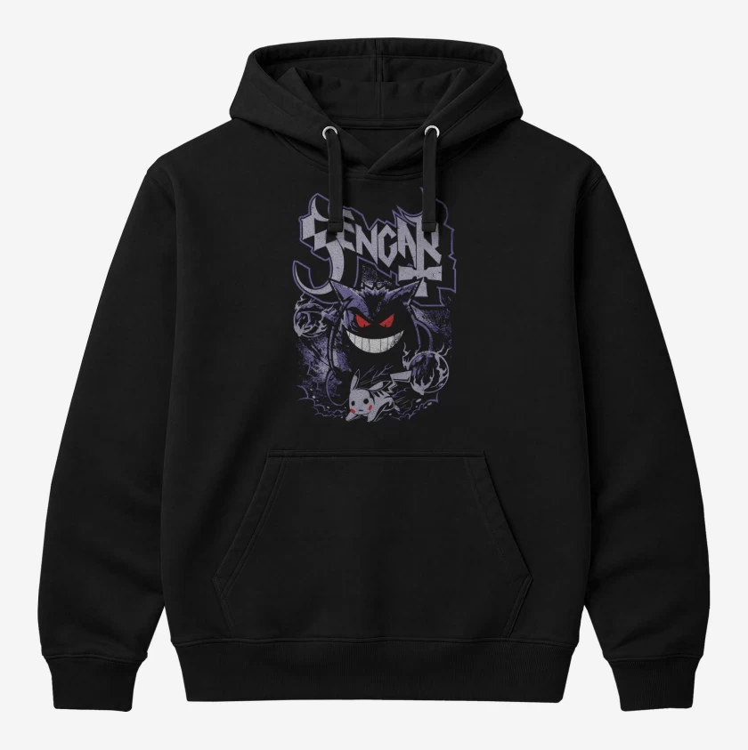 Polerón Canguro Negro de Gengar Ghost