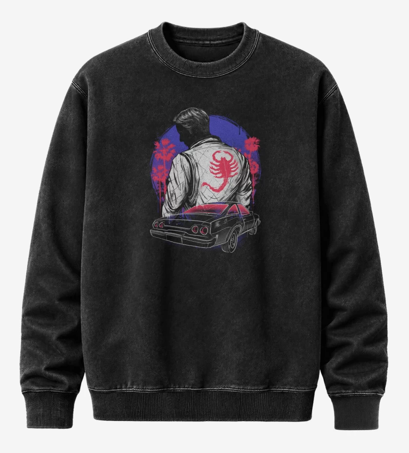 Poleron Polo Acid Wash Negro de Drive