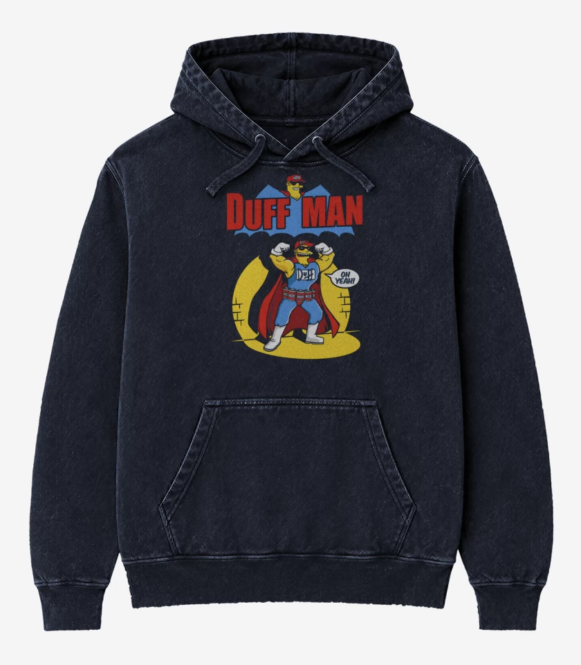 Poleron Canguro Acid Wash Azul Marino de Duff Man