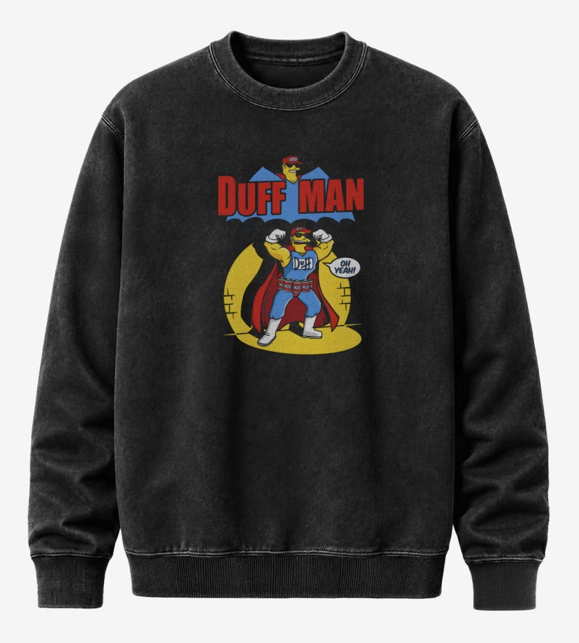 Poleron Polo Acid Wash Negro de Duff Man