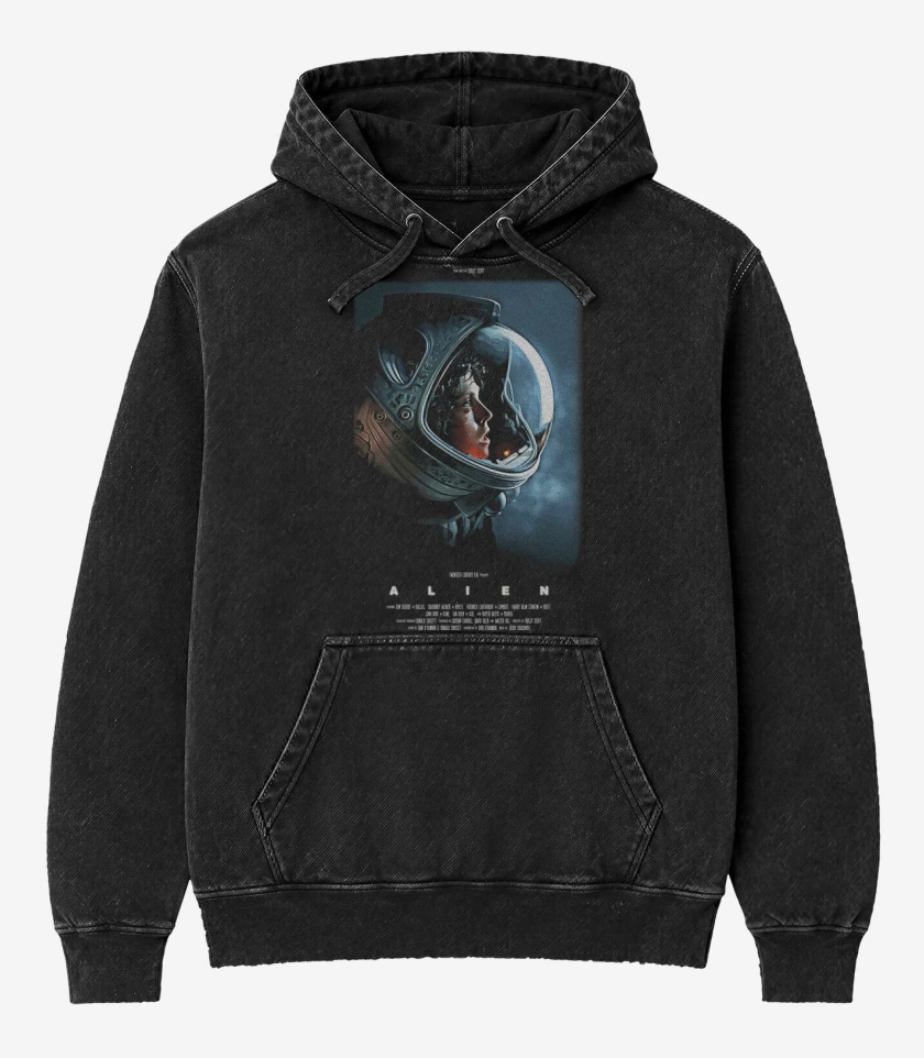 Poleron Canguro Acid Wash Negro de Heroinas Sci-Fi - Ellen