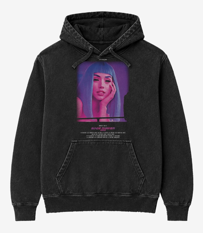 Poleron Canguro Acid Wash Negro de Heroinas SciFi - Joi